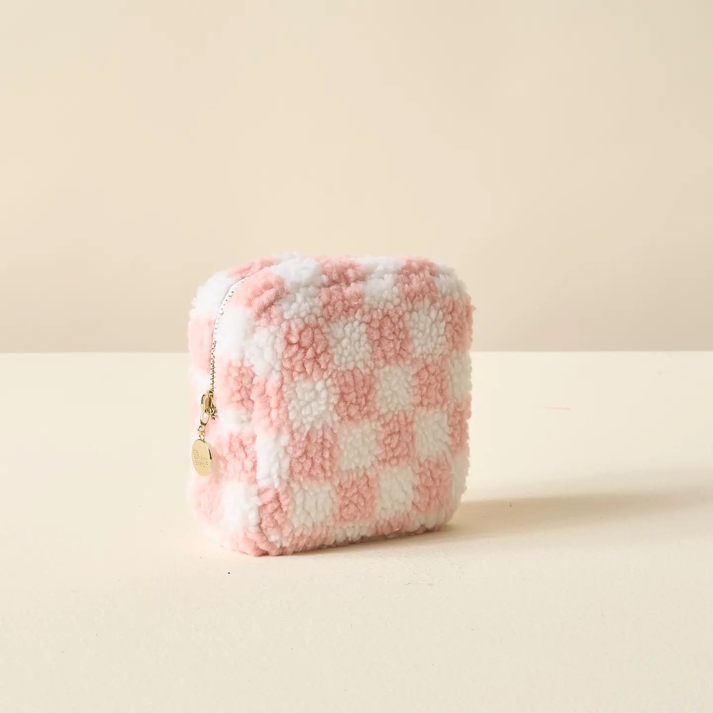 Pink Checkered Sherpa Pouch